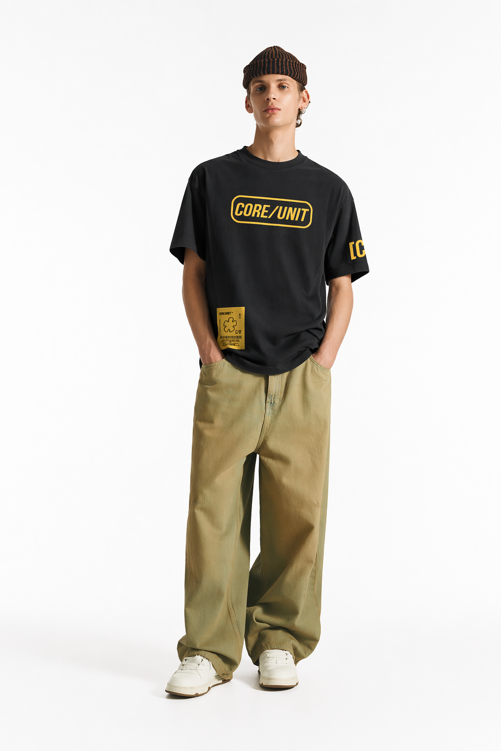 Core Unit” Utility Graphic Oversized Black T-Shirt