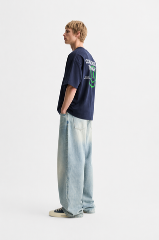 Conscious Thought” Graphic Oversized Navy T-Shirt