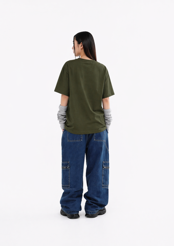 Pretty Little Baby Graphic Oversized T-Shirt – Olive Green