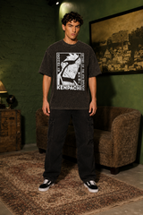 Kenpachi Division 11 Acid Wash Oversized T-Shirt