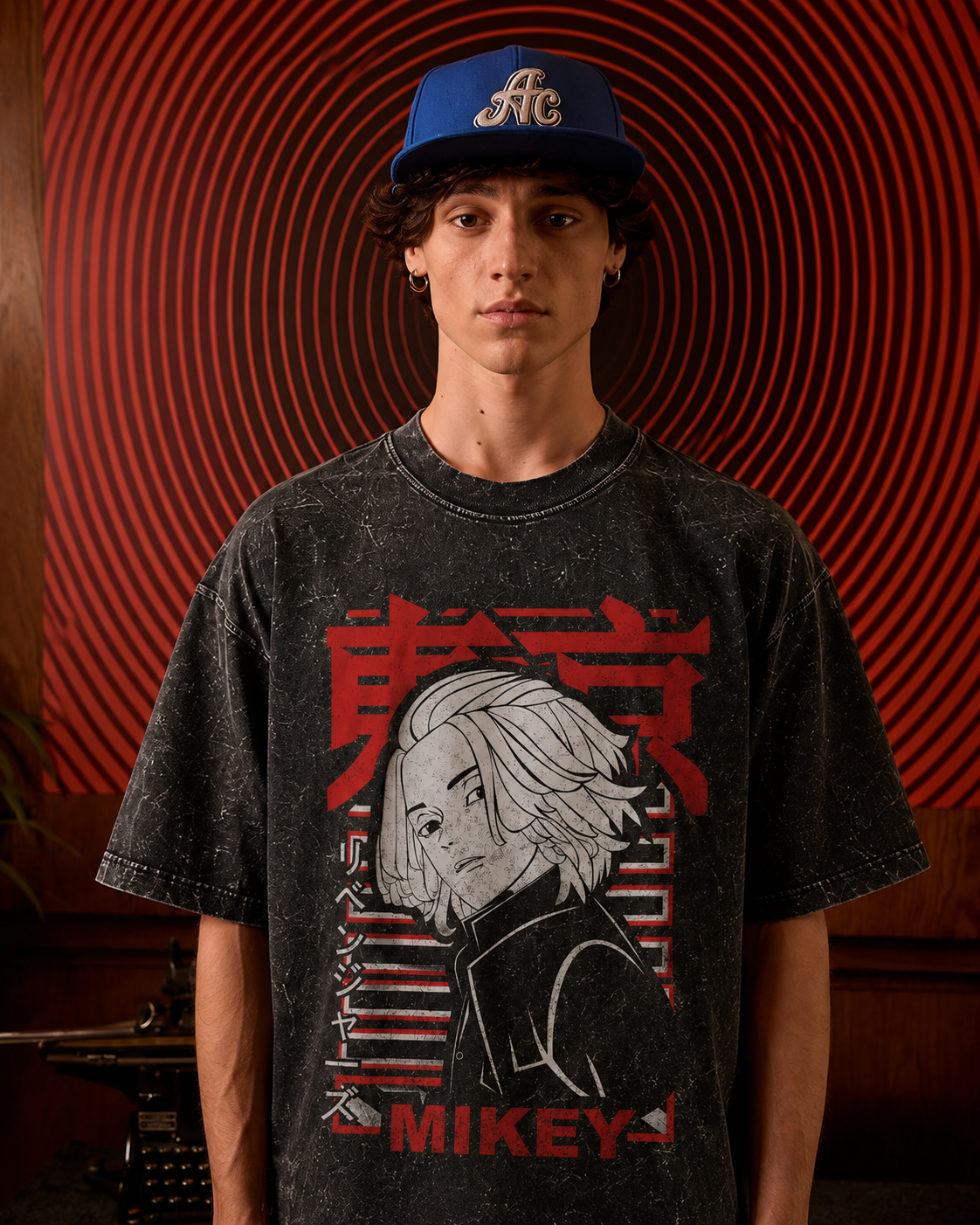 Mikey Tokyo Revengers Acid Wash Oversized T-Shirt