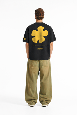 Core Unit” Utility Graphic Oversized Black T-Shirt