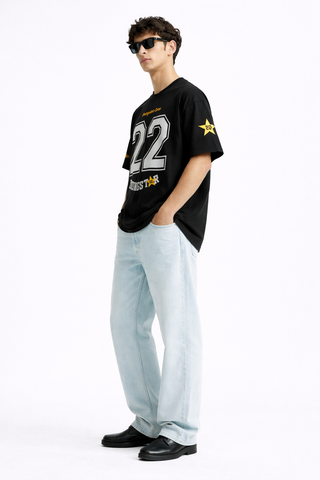 Classic Varsity “22Youngster Core” Oversized Black T-Shirt