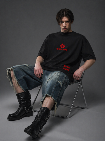 Midnight Script Minimal Graphic Oversized T-Shirt