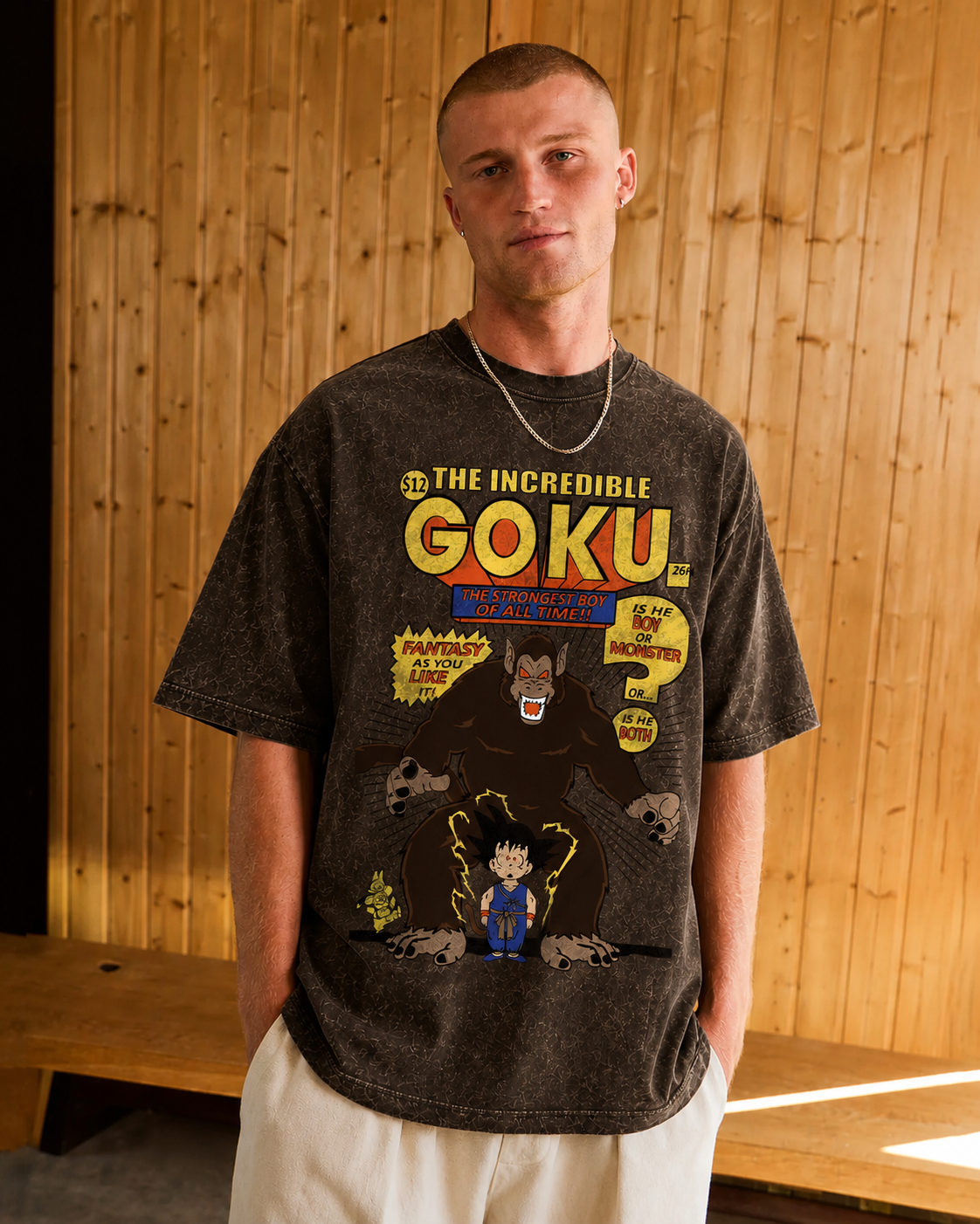 The Incredible Goku Vintage Acid Wash Oversized T-Shirt