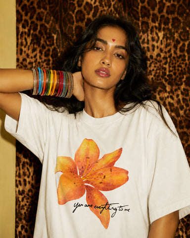Women's You Are Everything To Me Lily Oversized Graphic T-Shirt - 180 GSM Regular Fit