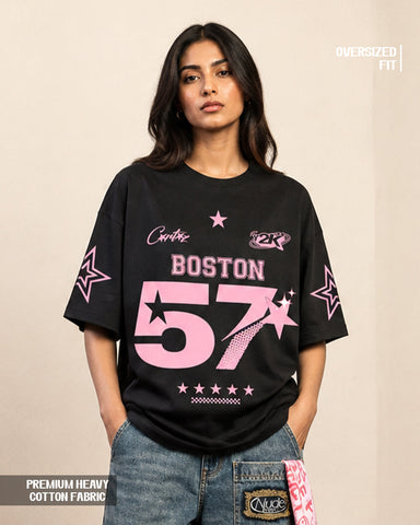 Women's Boston 57 Y2K Oversized Graphic T-Shirt - 180 GSM Regular Fit