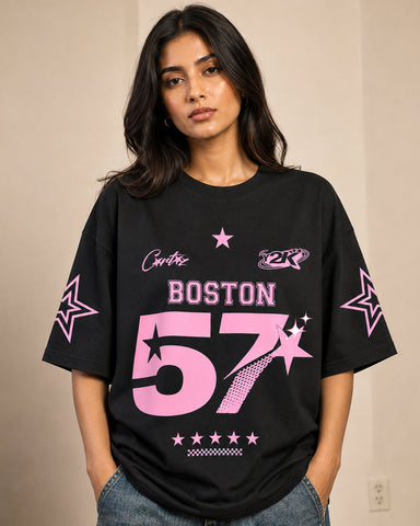 Women's Boston 57 Y2K Oversized Graphic T-Shirt - 180 GSM Regular Fit