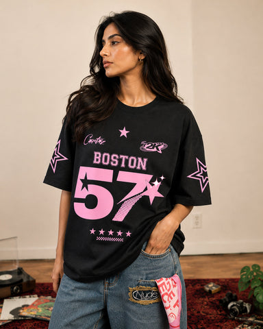 Women's Boston 57 Y2K Oversized Graphic T-Shirt - 180 GSM Regular Fit