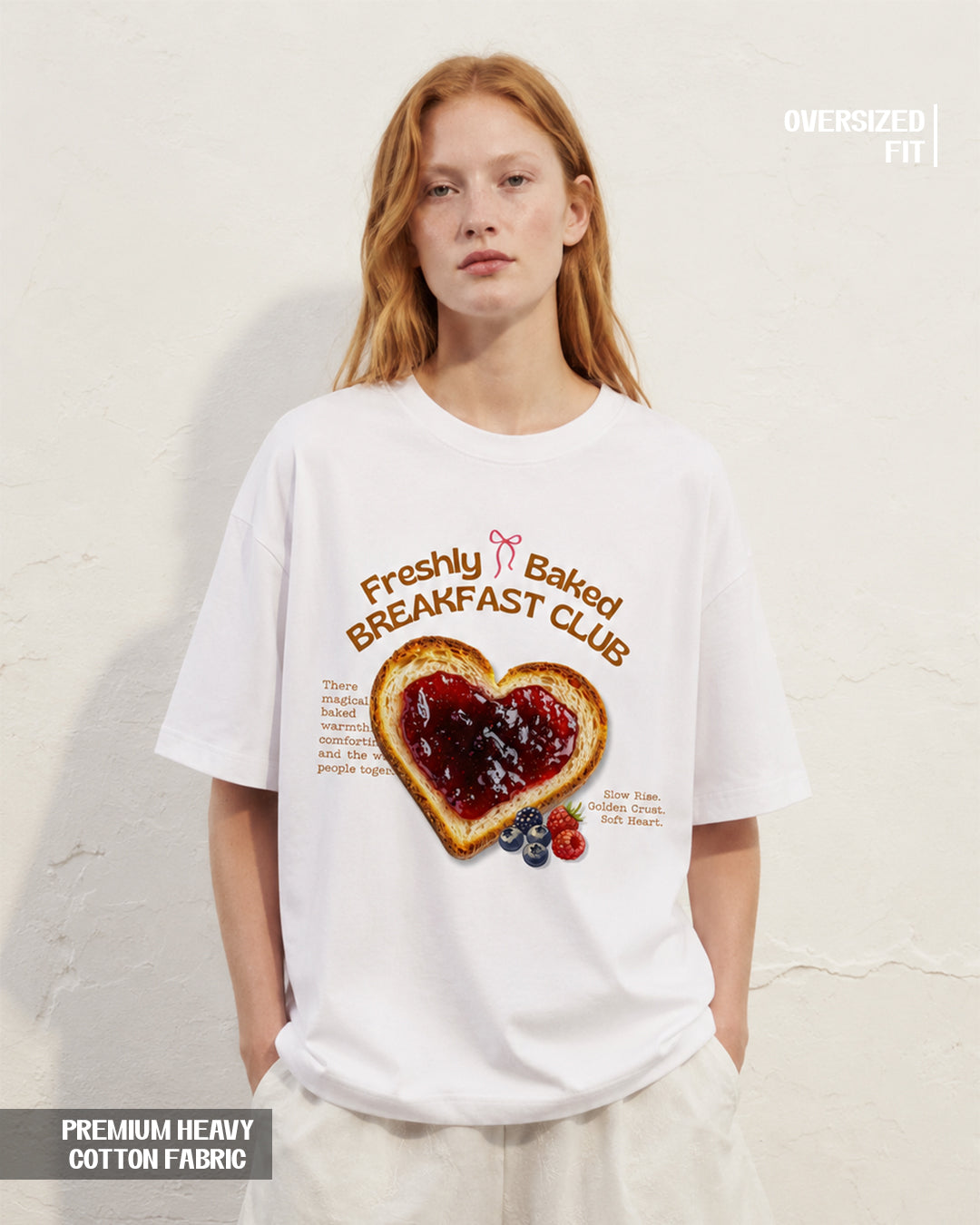 Women's Freshly Baked Breakfast Club Oversized Graphic T-Shirt - 180 GSM Regular Fit