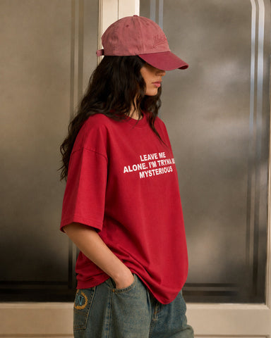 Women's Leave Me Alone I'm Tryna Be Mysterious Oversized T-Shirt - 180 GSM Regular Fit
