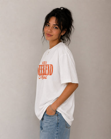 Women's Girls Weekend Mood Oversized Graphic T-Shirt - 180 GSM Regular Fit