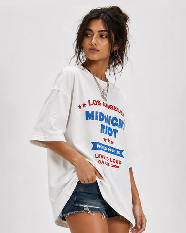 Women's Los Angeles Midnight Riot Oversized Graphic T-Shirt - 180 GSM Regular Fit