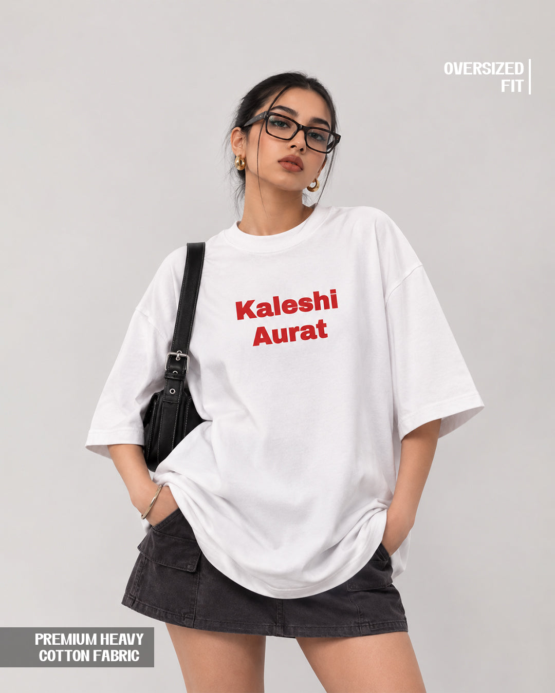 Women's Kaleshi Aurat Oversized Statement T-Shirt - 180 GSM Regular Fit