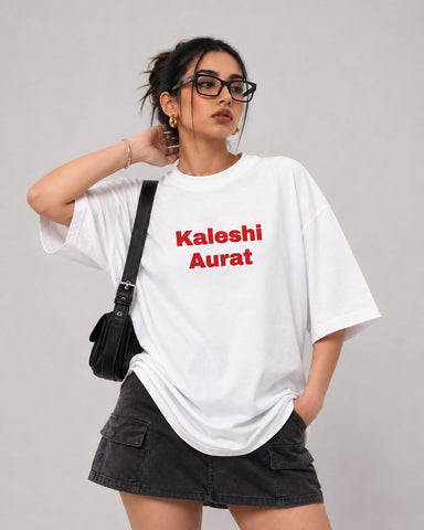 Women's Kaleshi Aurat Oversized Statement T-Shirt - 180 GSM Regular Fit