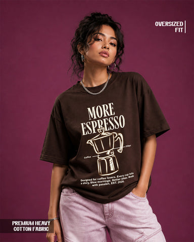 Women's Relaxed Fit Coffee Brown Oversized T-Shirt - 180 GSM Regular Fit
