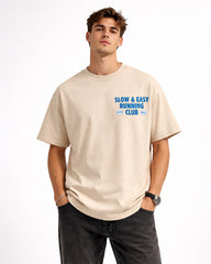 Slow & Easy Running Club Oversized T-Shirt – Beige