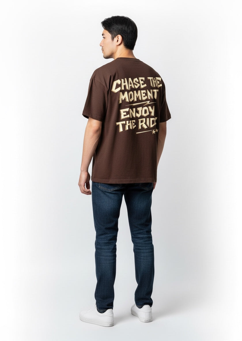 STAY COOL Oversized Street Tee - Vintage Brown Statement Graphic