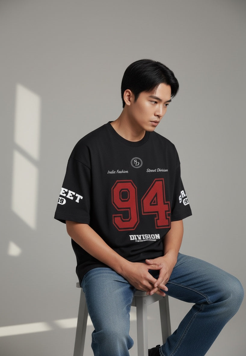 Street Division 94 Varsity Graphic Oversized T-Shirt