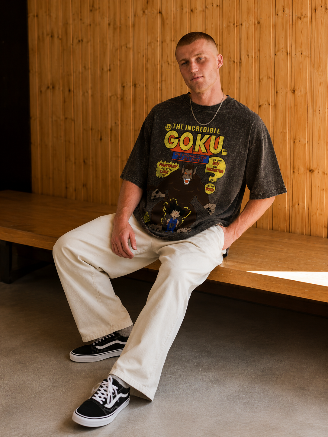 The Incredible Goku Vintage Acid Wash Oversized T-Shirt