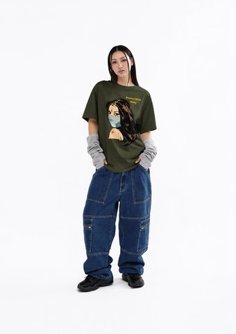 Pretty Little Baby Graphic Oversized T-Shirt – Olive Green
