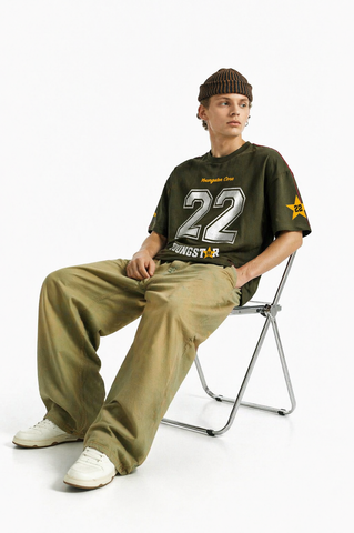 Youngster Core 22 Graphic Oversized T-Shirt (Olive Green)