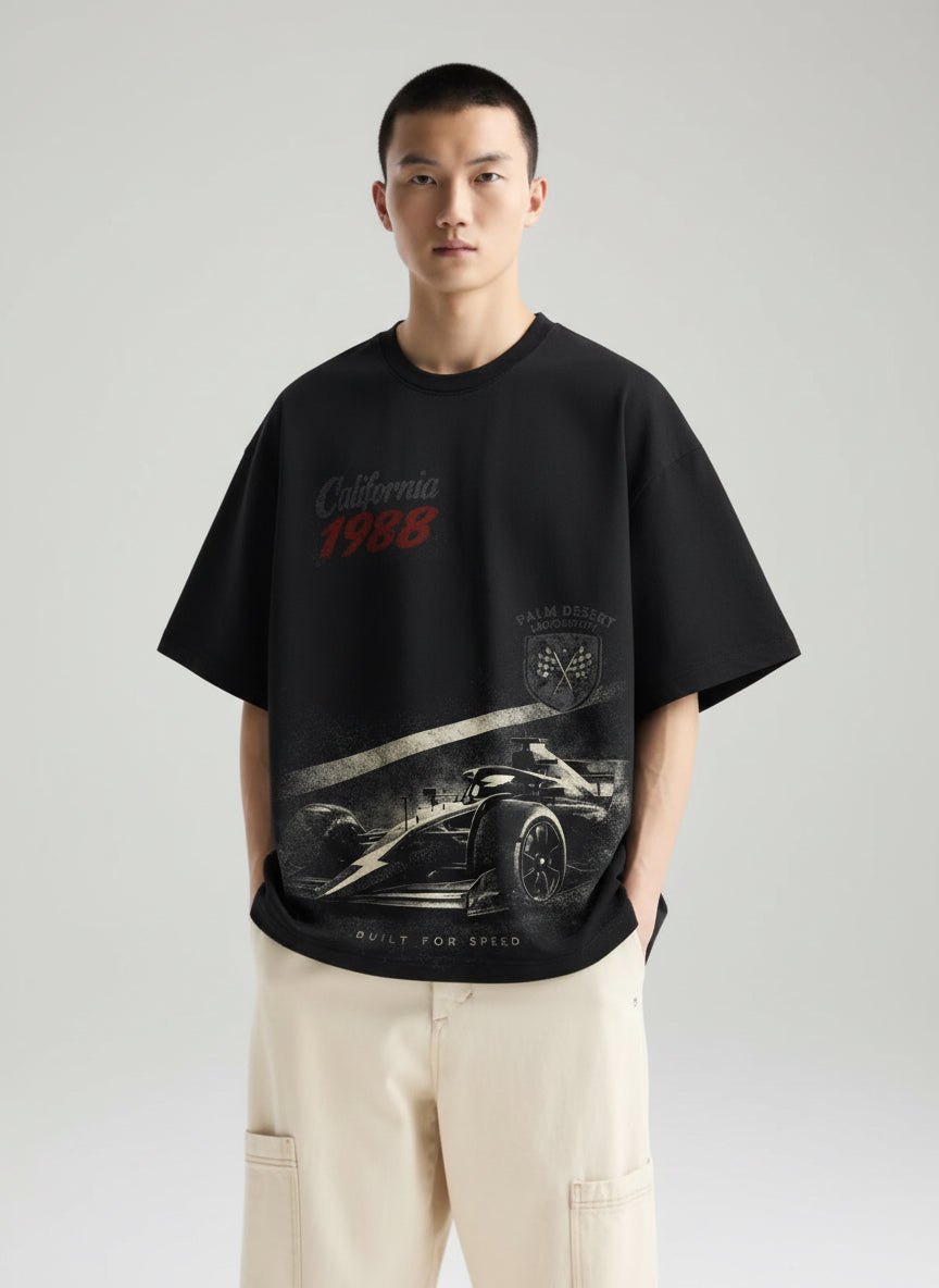 California 1988 Racing Oversized T-Shirt – Black