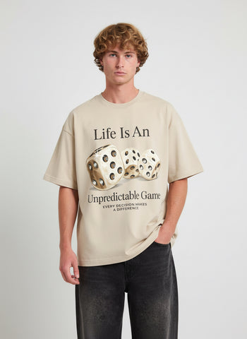 Unpredictable Game Oversized T-Shirt – Beige