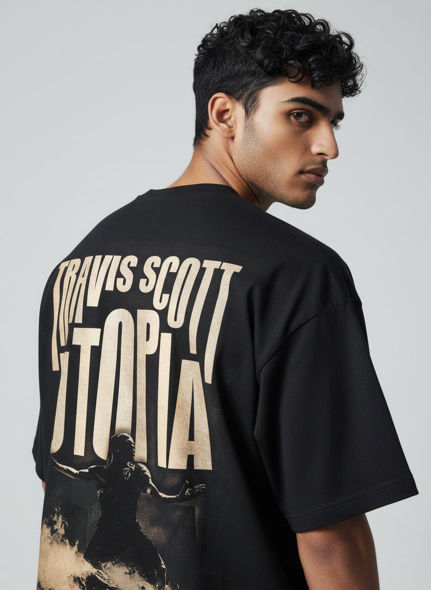 Utopia Statement Oversized T-Shirt – Black