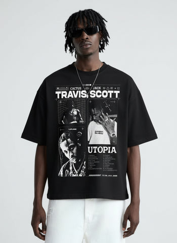Utopia Collage Oversized T-Shirt – Black