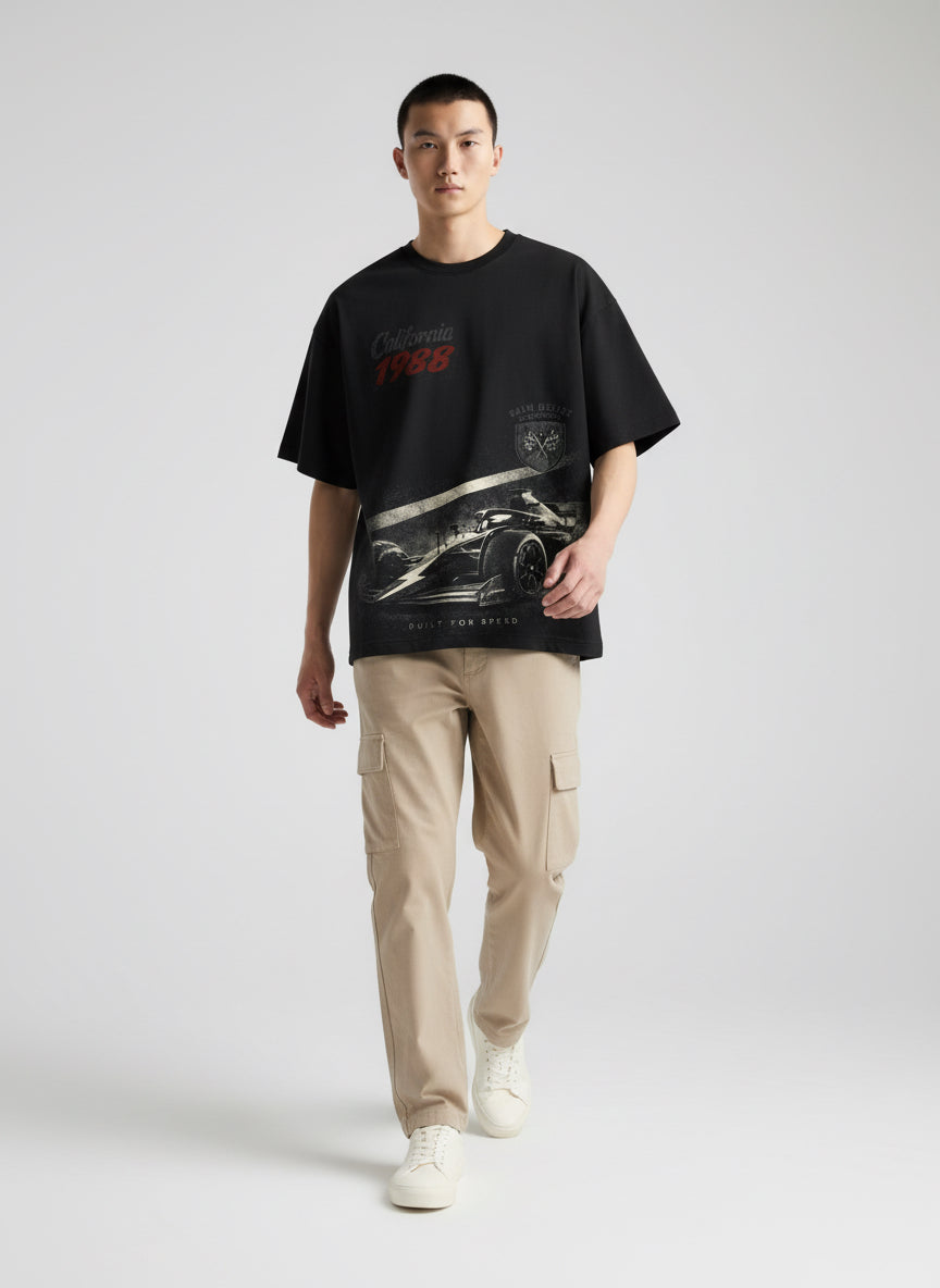 California 1988 Racing Oversized T-Shirt – Black