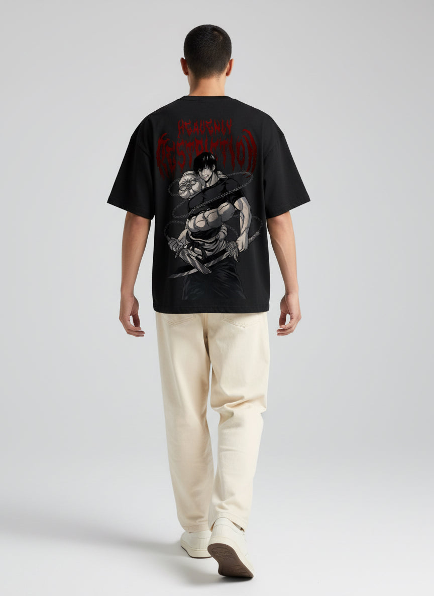Heavy Resolution Anime Oversized T-Shirt – Black
