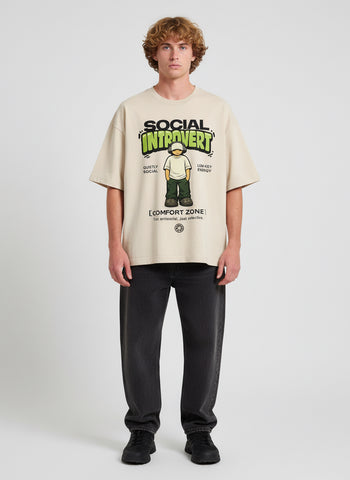 Social Introvert Oversized T-Shirt – Beige