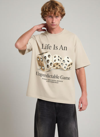 Unpredictable Game Oversized T-Shirt – Beige