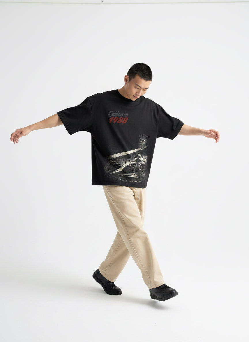 California 1988 Racing Oversized T-Shirt – Black