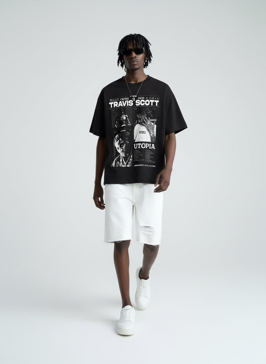 Utopia Collage Oversized T-Shirt – Black